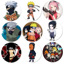 Load image into Gallery viewer, 1pcs Naruto Cosplay Badge Uchiha Sasuke Itachi Brooch Pin Hatake Kakash Cute Collection Badge for Backpack Clothes